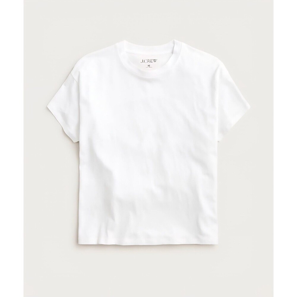 J.CREW Feather Jersey Cropped T-shirt White 100% Cotton $39 CK310 Size XS NWT